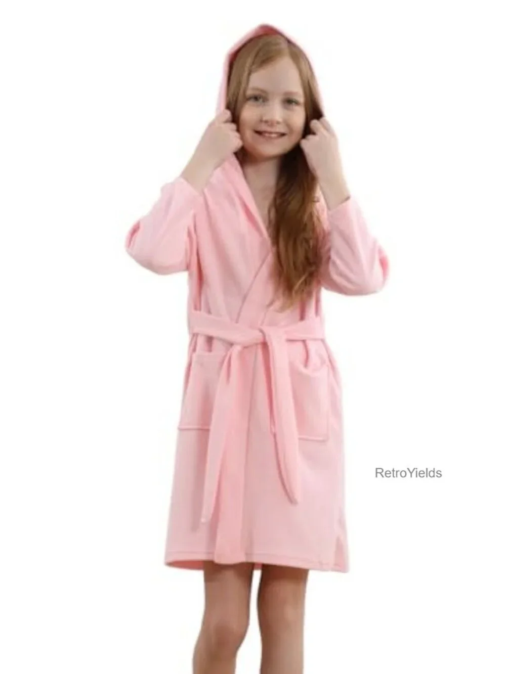 Kids Cotton Hooded Robe Spa Bathrobe Pajamas Lounge Wear